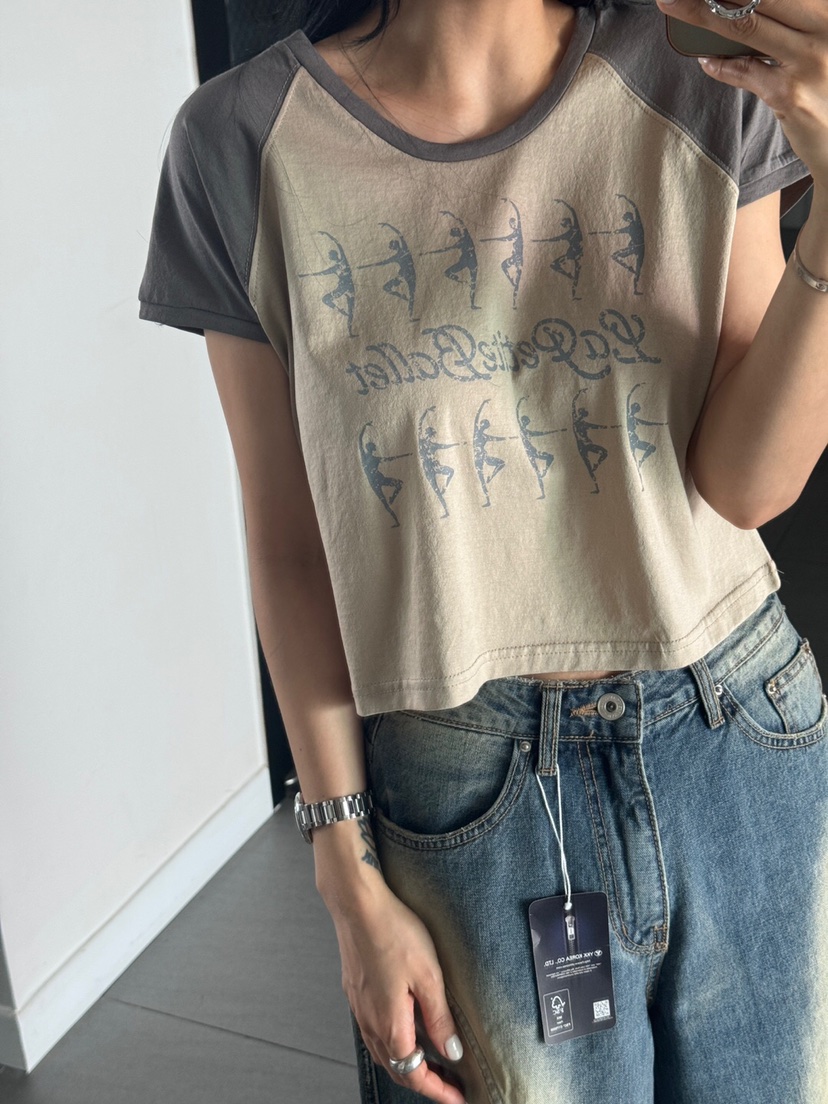 LA_TERRE韓國直郵㊣女裝新款熱賣推薦25春夏時尚人氣T恤絲綢LA_TERRET恤圖色2