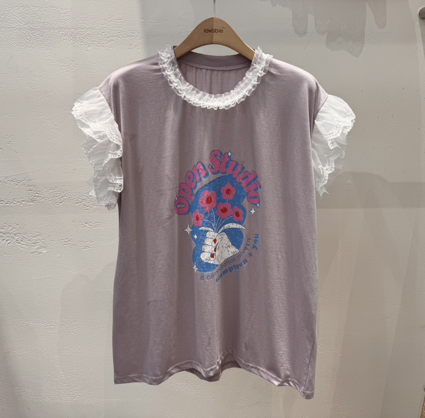 LOVABLE韓國直郵㊣女裝新款熱賣25春夏時尚休閑人氣推薦T恤LOVABLET恤圖色3