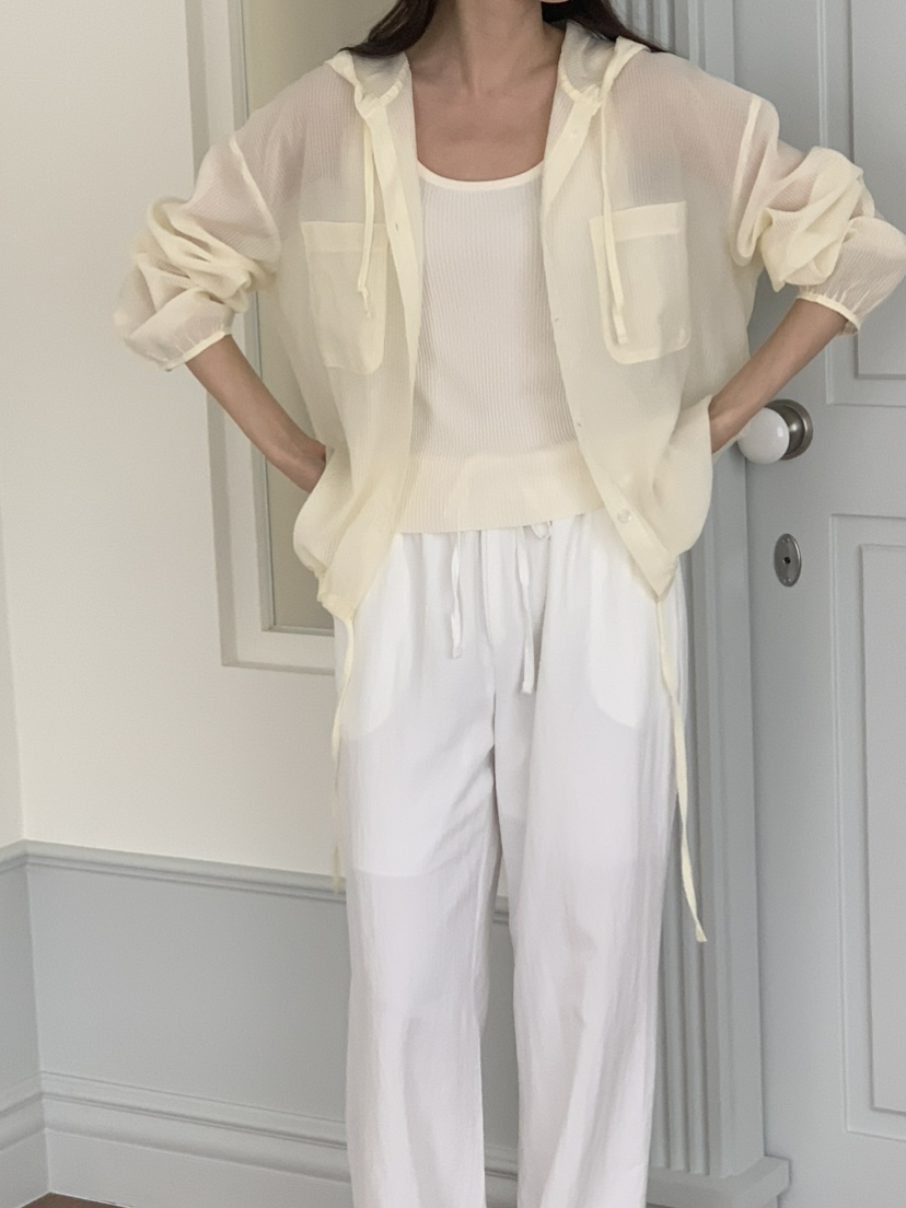 NOTICE韓國㊣直郵東大門代購女裝新品25春夏襯衫蕾絲衫連帽NOTICE襯衫/蕾絲衫