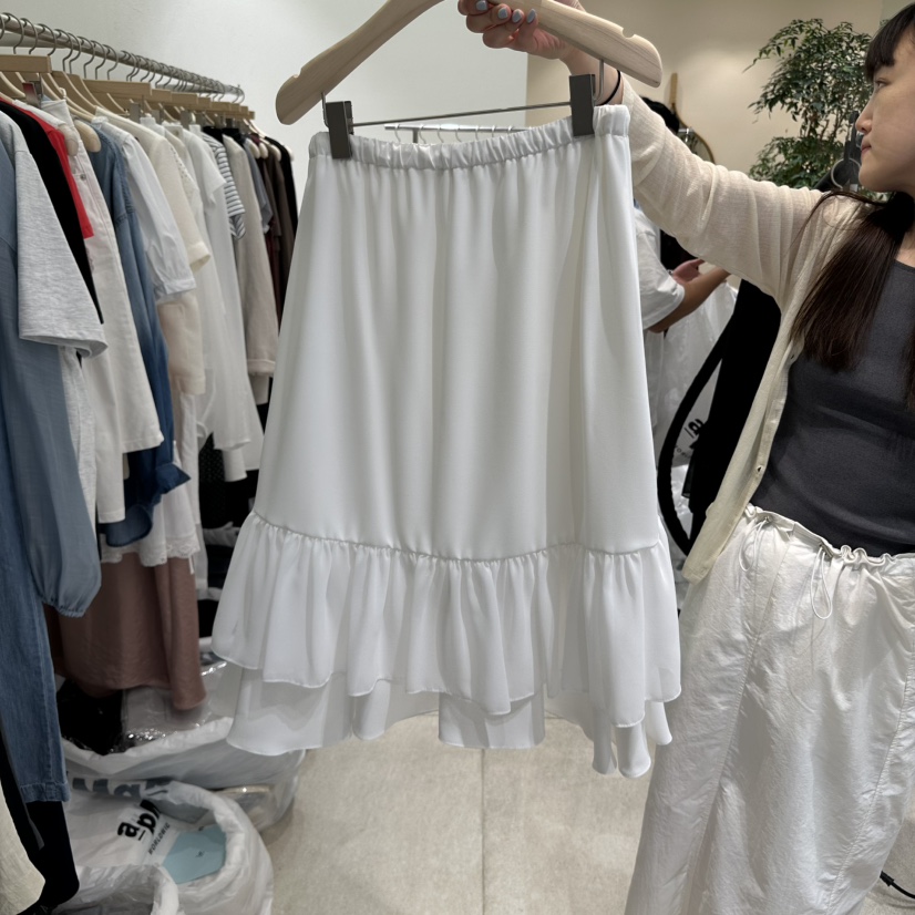 GRACIA直郵韓國代購㊣女裝新款時尚休閑25春夏半身裙中短裙雙層GRACIA半身裙/中短裙