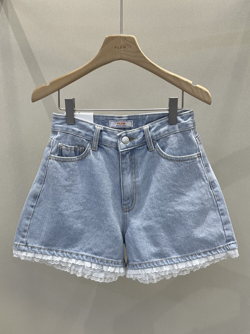 PLUM-q韓國直郵㊣東大門實拍女裝新品25春夏人氣休閑短褲蕾絲PLUM短褲