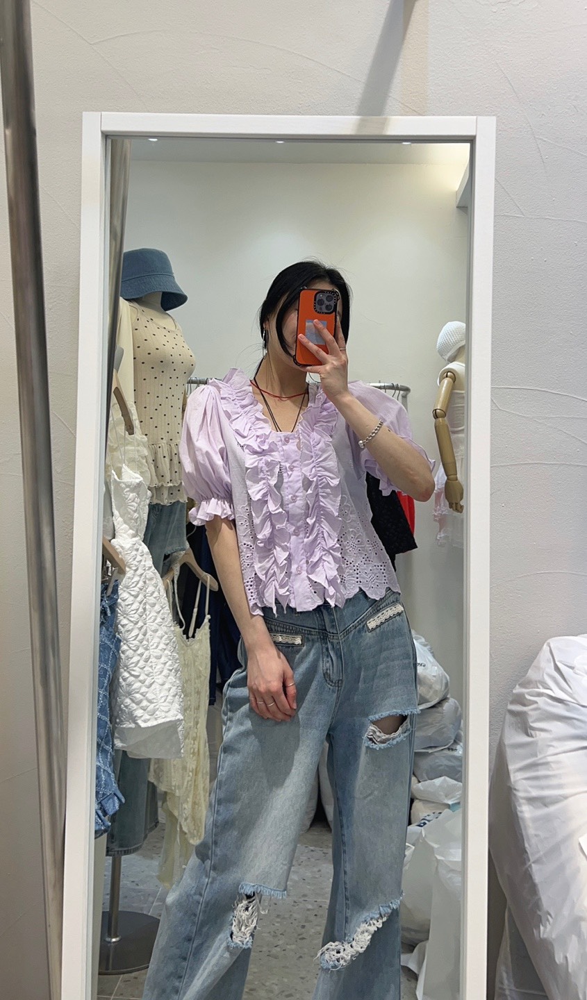 ROU.TINE韓國直郵㊣東大門實拍女裝新款熱賣推薦襯衫蕾絲衫ROU.TINE襯衫/蕾絲衫