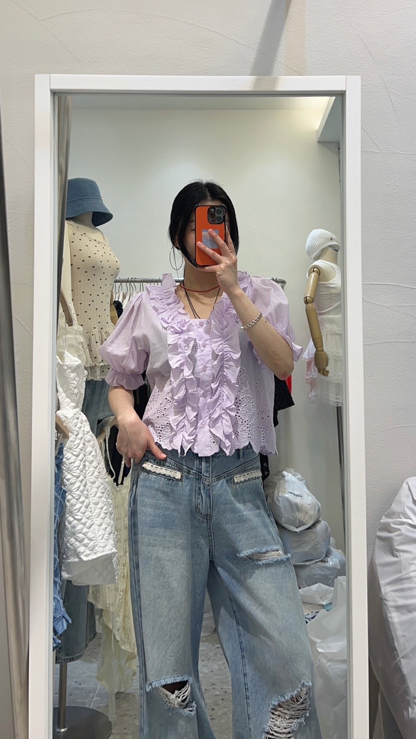 ROU.TINE韓國直郵㊣東大門實拍女裝新款熱賣推薦襯衫蕾絲衫ROU.TINE襯衫/蕾絲衫