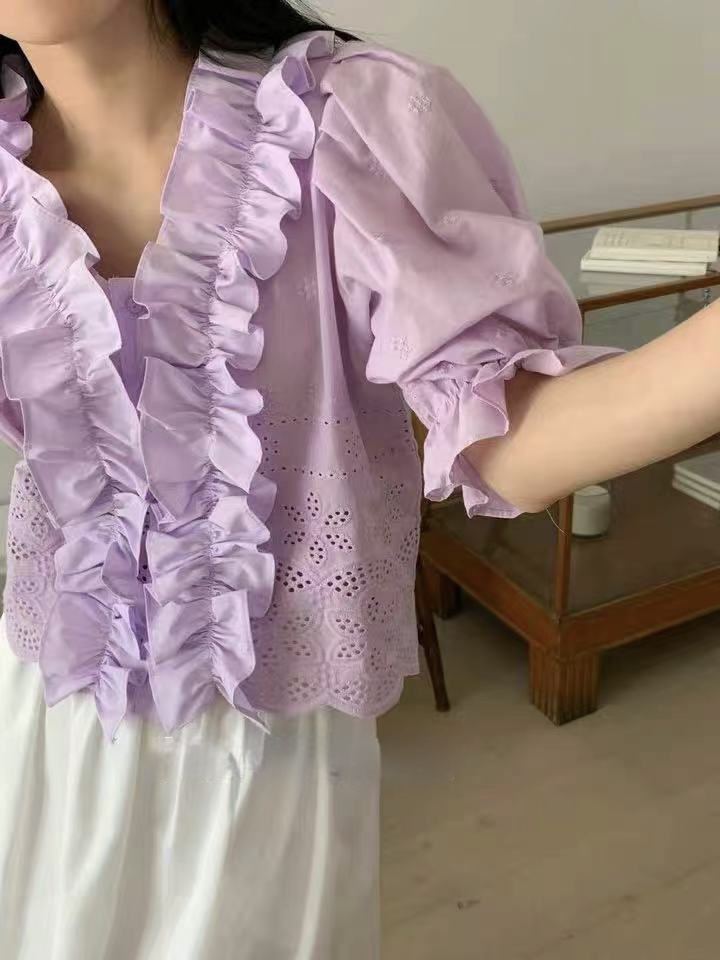 ROU.TINE韓國直郵㊣東大門實拍女裝新款熱賣推薦襯衫蕾絲衫ROU.TINE襯衫/蕾絲衫