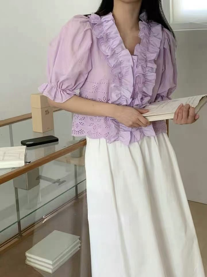 ROU.TINE韓國直郵㊣東大門實拍女裝新款熱賣推薦襯衫蕾絲衫ROU.TINE襯衫/蕾絲衫