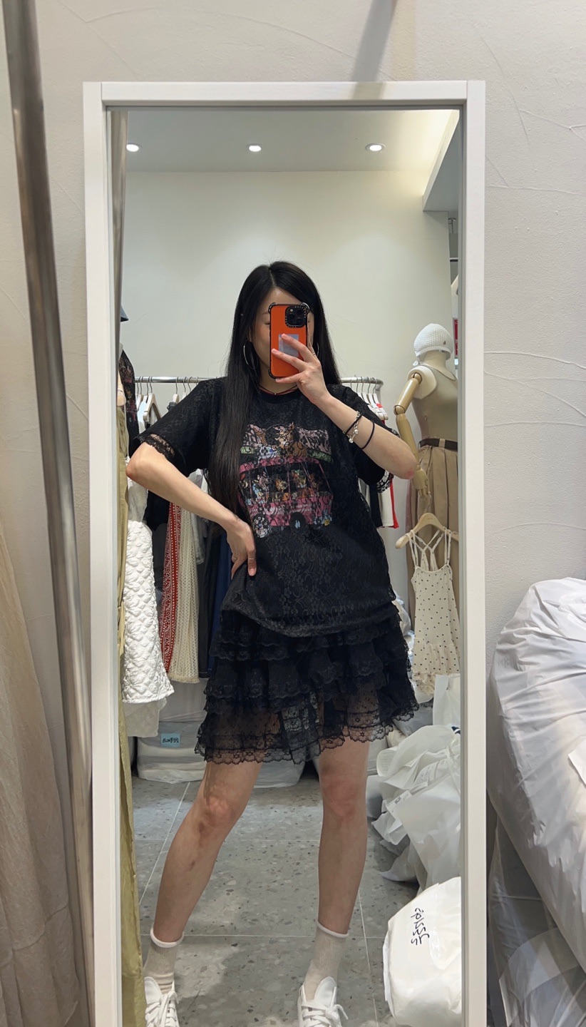 ROU.TINE韓國直郵㊣東大門實拍女裝新品25春夏休閑T恤蕾絲ROU.TINET恤