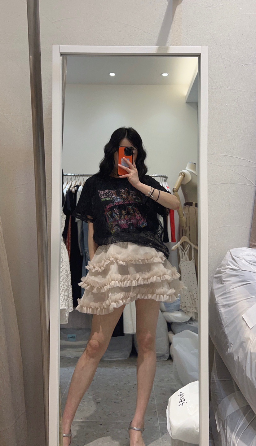 ROU.TINE韓國直郵㊣東大門實拍女裝新品25春夏休閑T恤蕾絲ROU.TINET恤