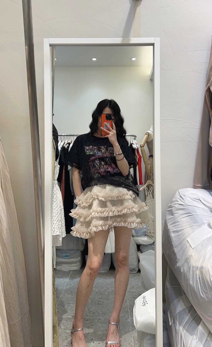 ROU.TINE韓國直郵㊣東大門實拍女裝新品25春夏休閑T恤蕾絲ROU.TINET恤