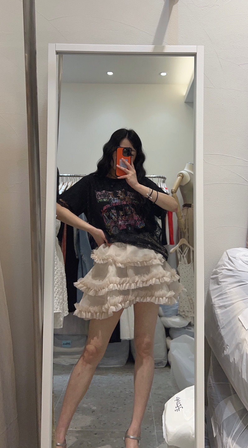 ROU.TINE韓國直郵㊣東大門實拍女裝新品25春夏休閑T恤蕾絲ROU.TINET恤