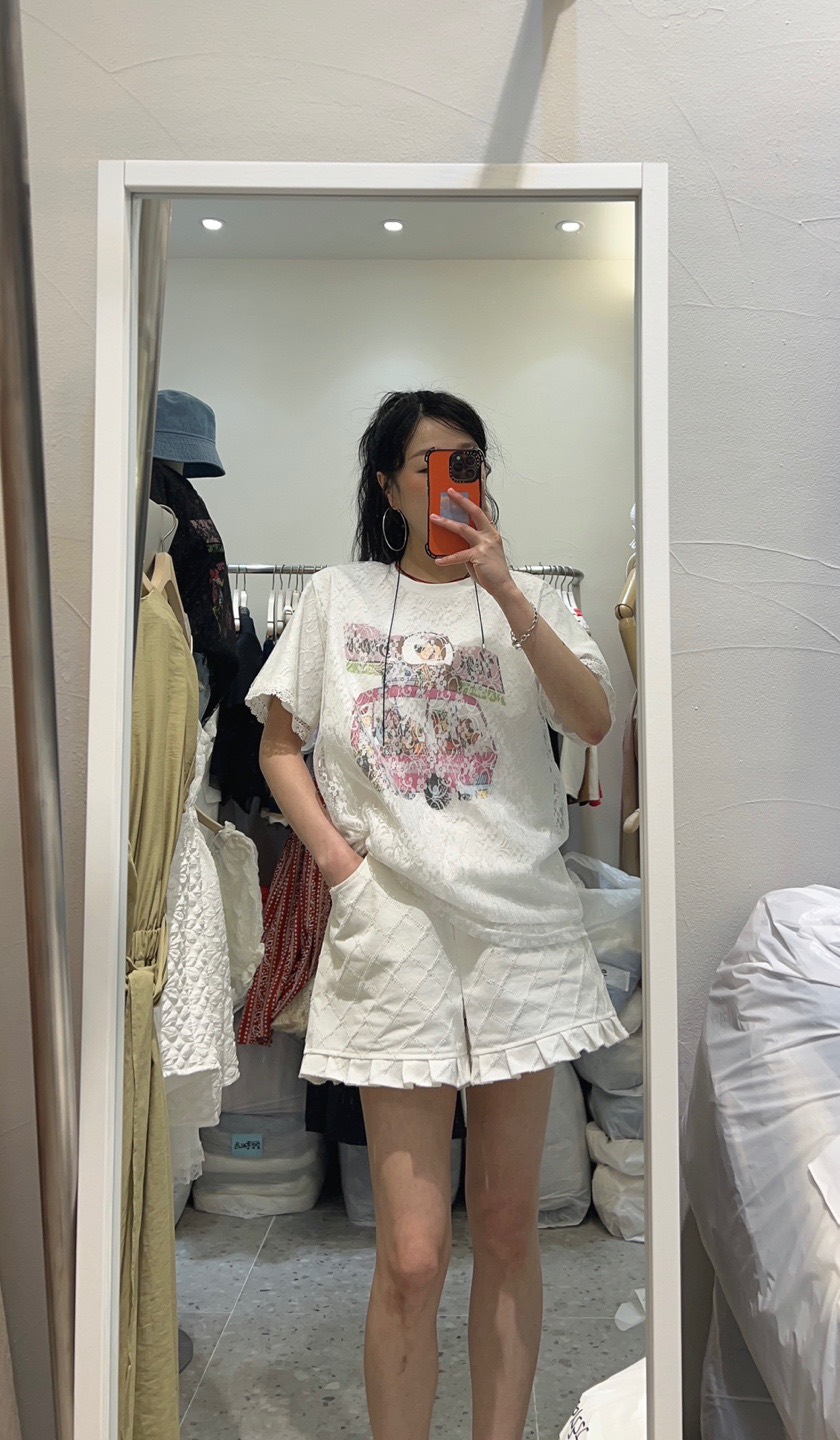 ROU.TINE韓國直郵㊣東大門實拍女裝新品25春夏休閑T恤蕾絲ROU.TINET恤