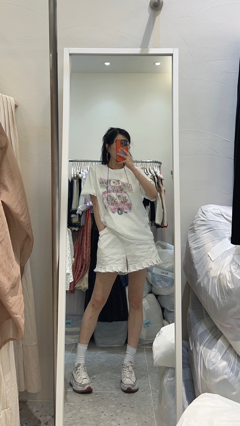 ROU.TINE韓國直郵㊣東大門實拍女裝新品25春夏休閑T恤蕾絲ROU.TINET恤