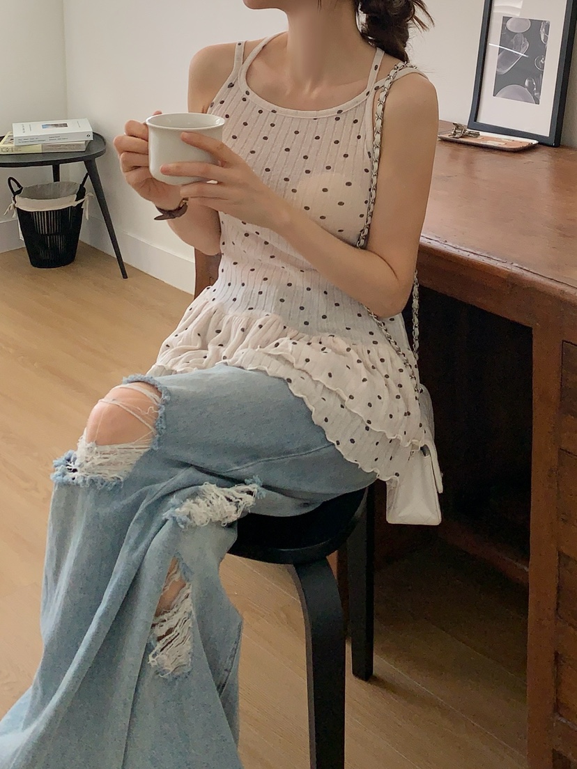 ROU.TINE韓國直郵㊣東大門實拍女裝新款休閑人氣時尚吊帶背心ROU.TINE吊帶/背心