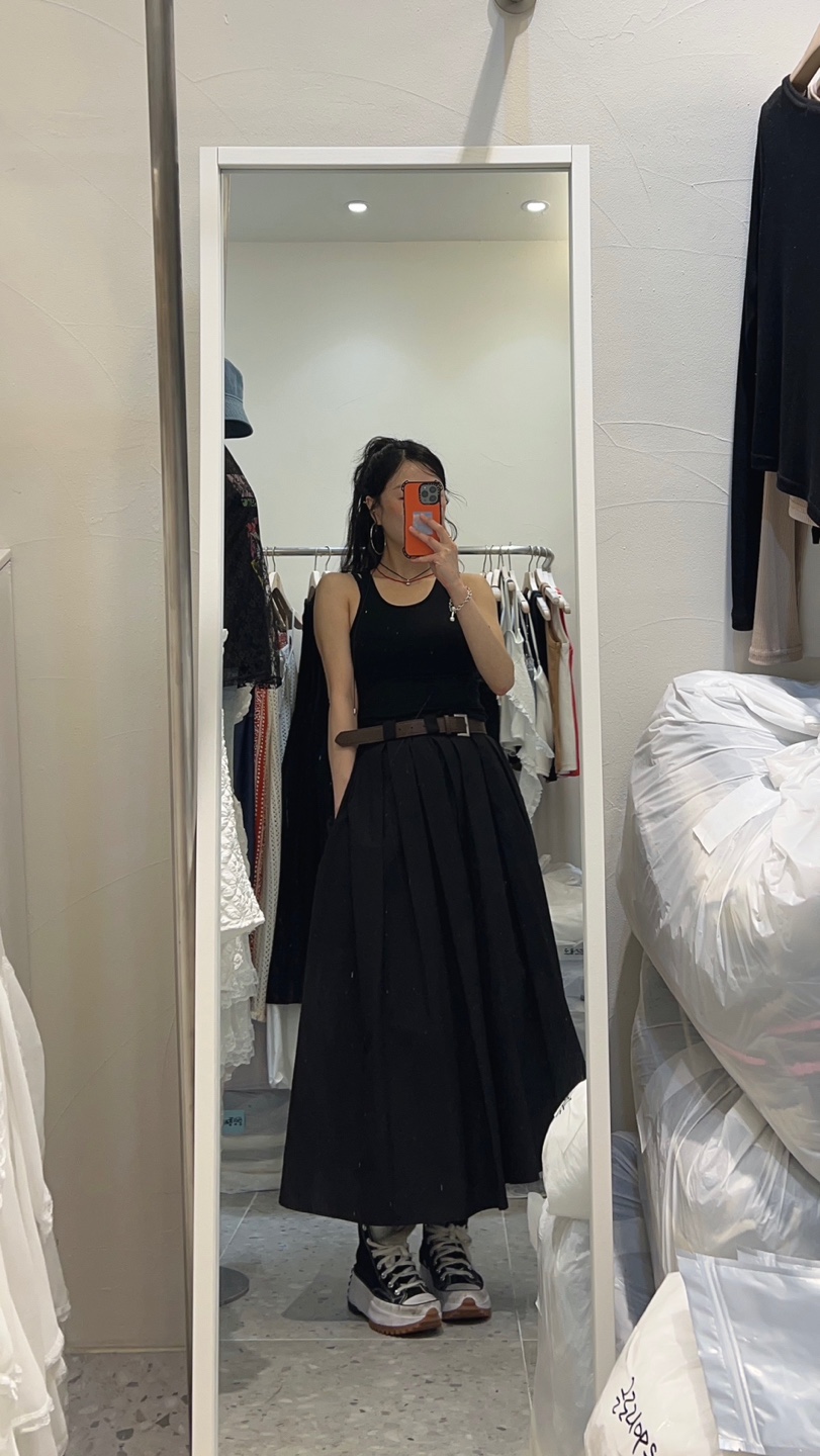 ROU.TINE韓國直郵㊣女裝新款人氣熱賣25春夏連衣裙含腰帶羅紋ROU.TINE連衣裙