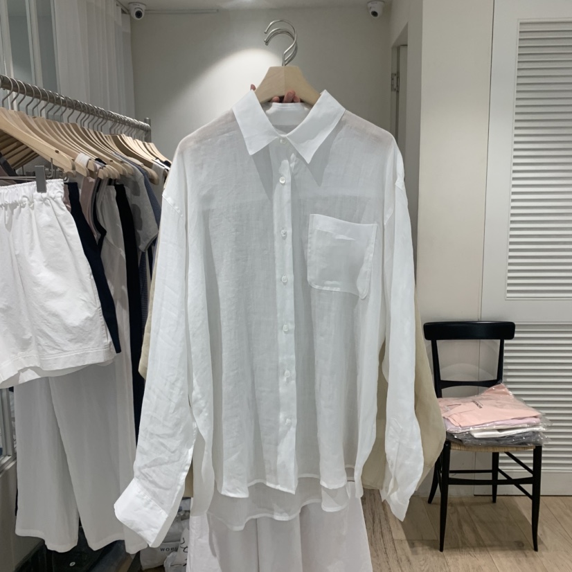 MONIQUE韓國直郵㊣女裝新品人氣25春夏推薦襯衫蕾絲衫透明亞麻MONIQUE襯衫/蕾絲衫
