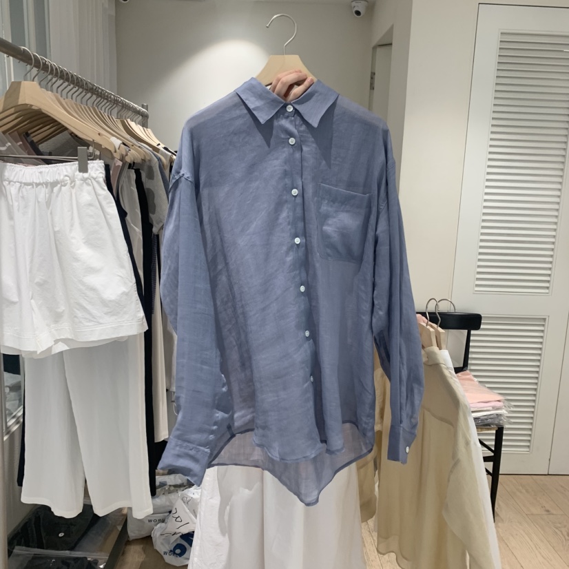 MONIQUE韓國直郵㊣女裝新品人氣25春夏推薦襯衫蕾絲衫透明亞麻MONIQUE襯衫/蕾絲衫圖色3