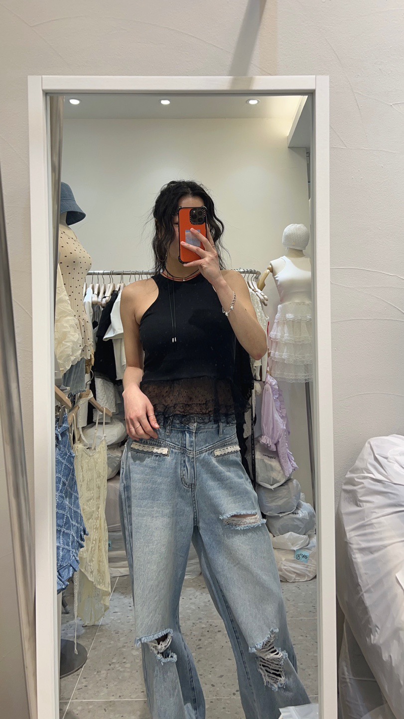 ROU.TINE直郵韓國代購㊣女裝新品人氣推薦熱賣休閑吊帶背心ROU.TINE吊帶/背心