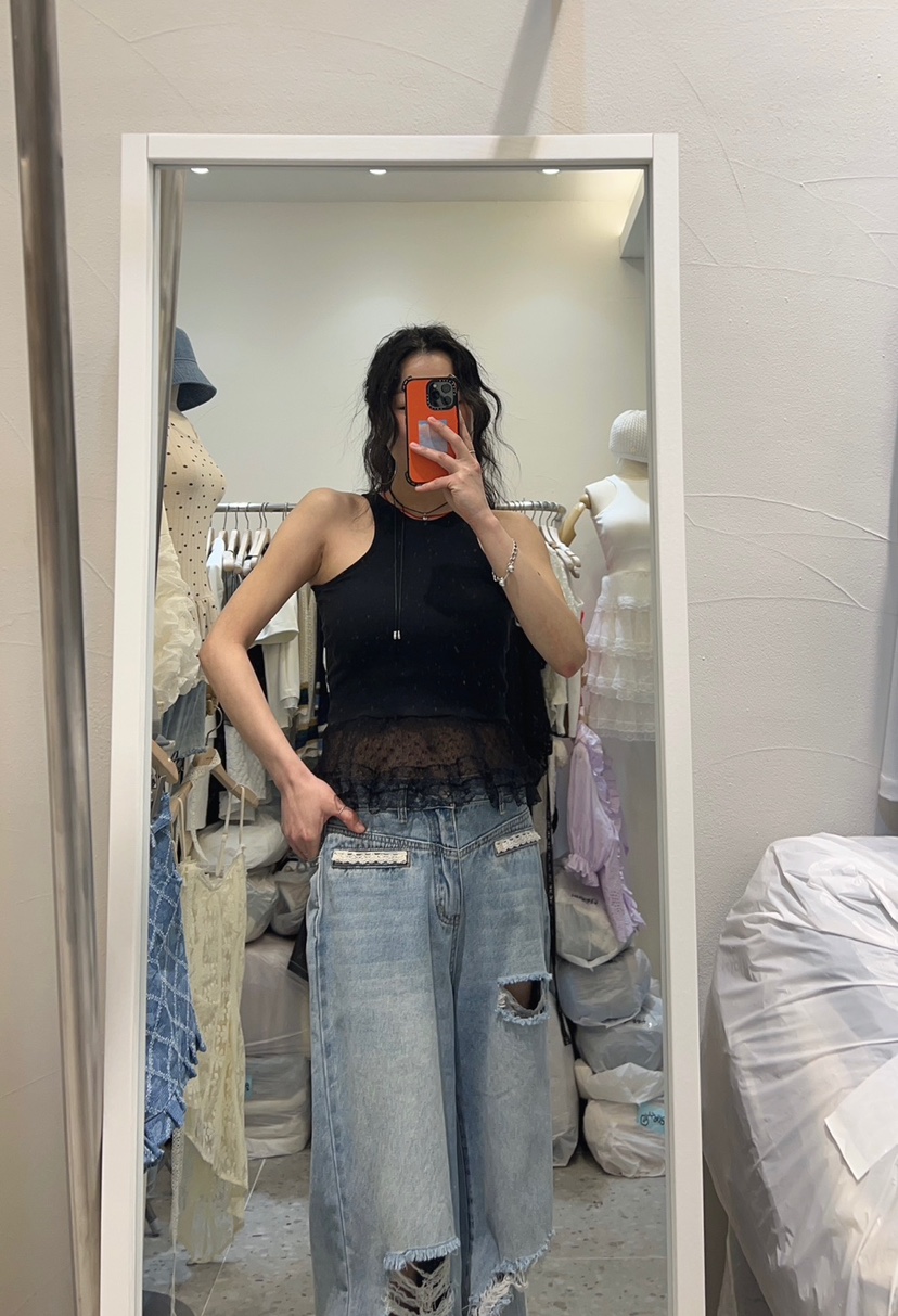 ROU.TINE直郵韓國代購㊣女裝新品人氣推薦熱賣休閑吊帶背心ROU.TINE吊帶/背心