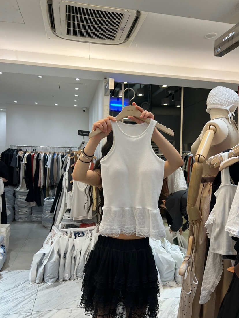 ROU.TINE直郵韓國代購㊣女裝新品人氣推薦熱賣休閑吊帶背心ROU.TINE吊帶/背心