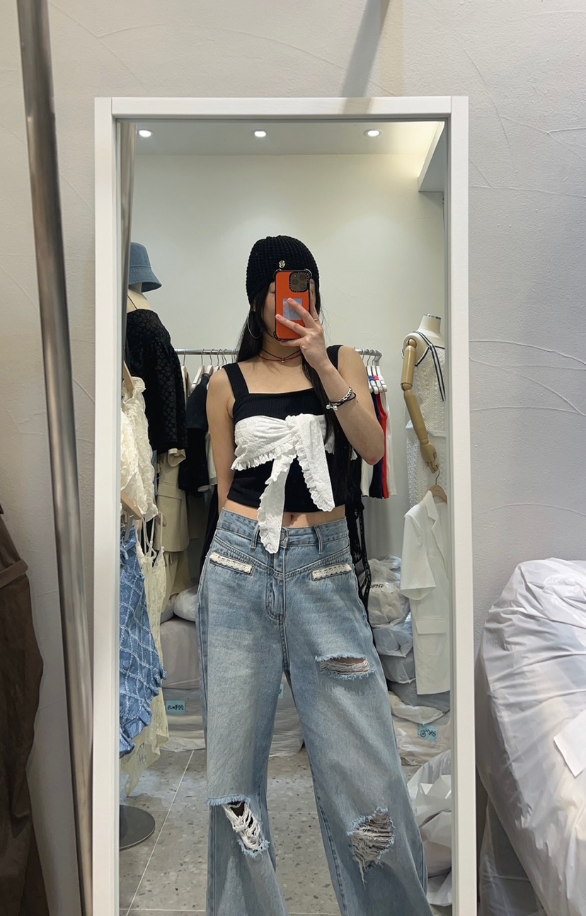 ROU.TINE韓國直郵㊣東大門實拍女裝新品25春夏吊帶背心蕾絲ROU.TINE吊帶/背心