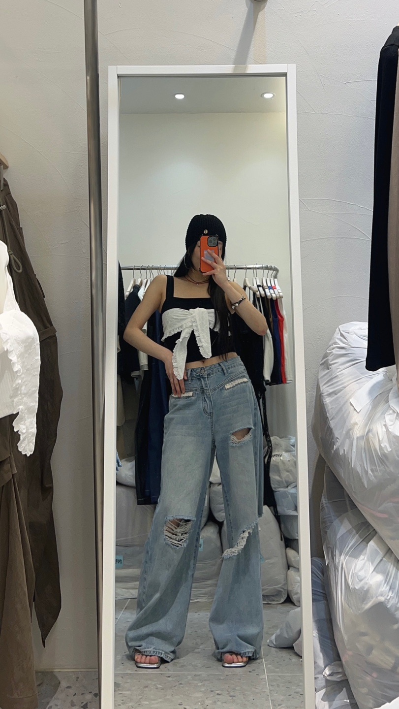 ROU.TINE韓國直郵㊣東大門實拍女裝新品25春夏吊帶背心蕾絲ROU.TINE吊帶/背心