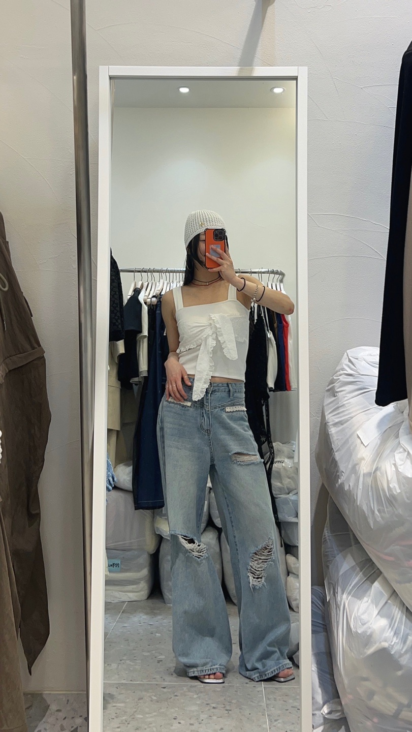 ROU.TINE韓國直郵㊣東大門實拍女裝新品25春夏吊帶背心蕾絲ROU.TINE吊帶/背心