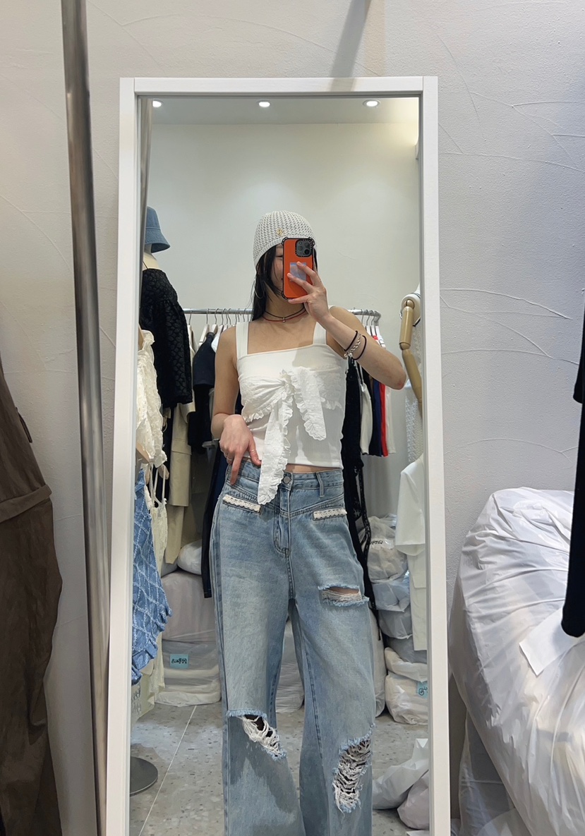 ROU.TINE韓國直郵㊣東大門實拍女裝新品25春夏吊帶背心蕾絲ROU.TINE吊帶/背心
