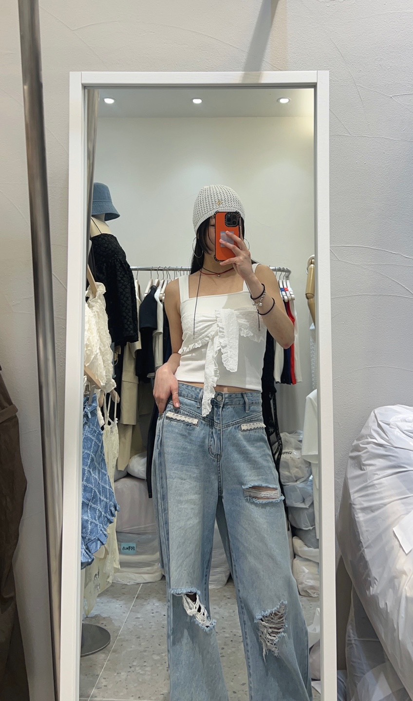 ROU.TINE韓國直郵㊣東大門實拍女裝新品25春夏吊帶背心蕾絲ROU.TINE吊帶/背心
