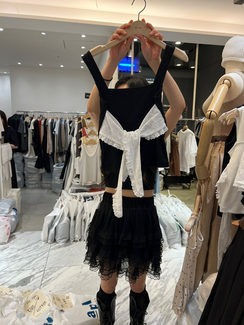 ROU.TINE韓國直郵㊣東大門實拍女裝新品25春夏吊帶背心蕾絲ROU.TINE吊帶/背心圖色2