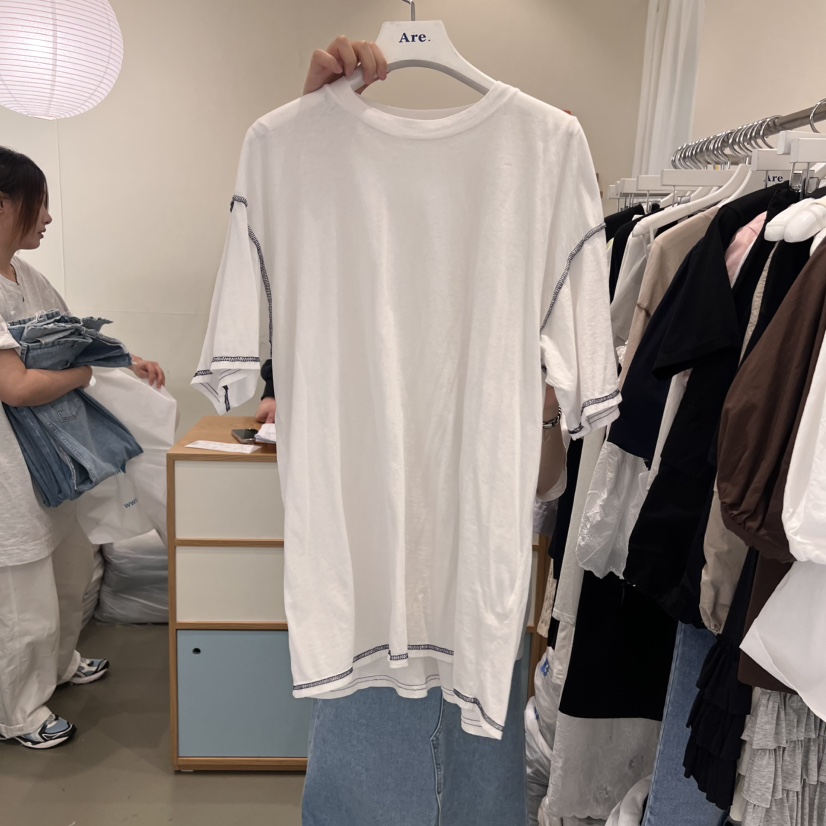 ARE韓國㊣直郵東大門代購女裝新款推薦熱賣25春夏人氣休閑T恤ARE YOU/ARET恤圖色2
