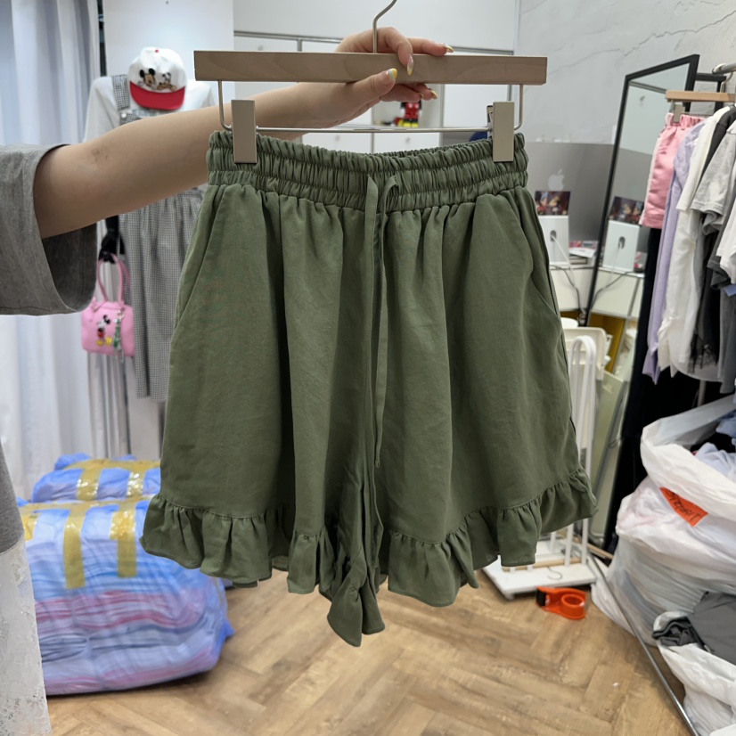 DE LINE韓國㊣直郵東大門代購女裝新品熱賣休閑推薦短褲亞麻DE LINE短褲圖色2