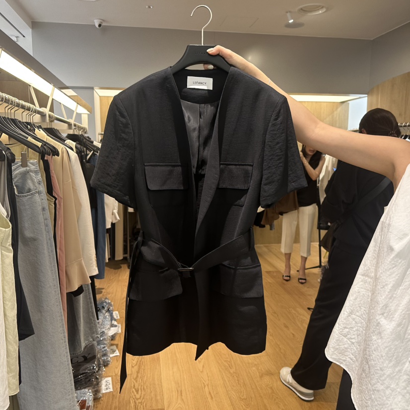 LEFANCY直郵韓國代購㊣女裝新品時尚休閑推薦夾克含腰帶口袋LEFANCY夾克圖色2