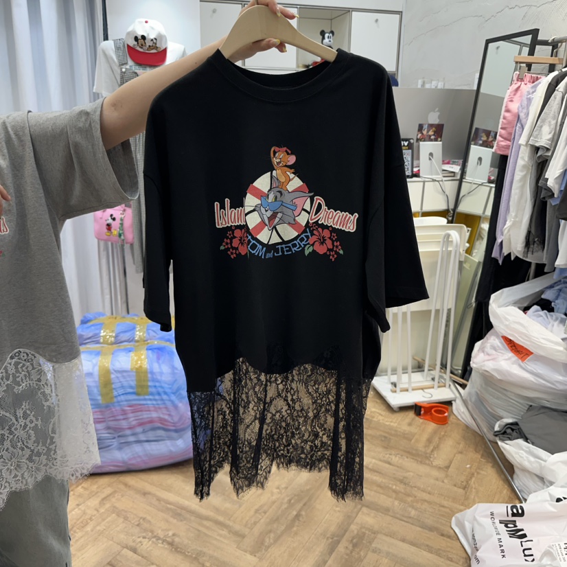 DE LINE韓國直郵㊣東大門實拍女裝新款休閑時尚25春夏熱賣T恤DE LINET恤圖色2