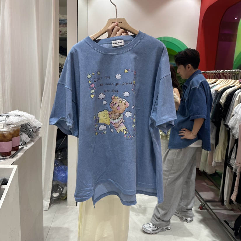 MINI UNNI韓國直郵㊣東大門實拍女裝新款休閑推薦時尚人氣T恤MINI UNNIT恤圖色2