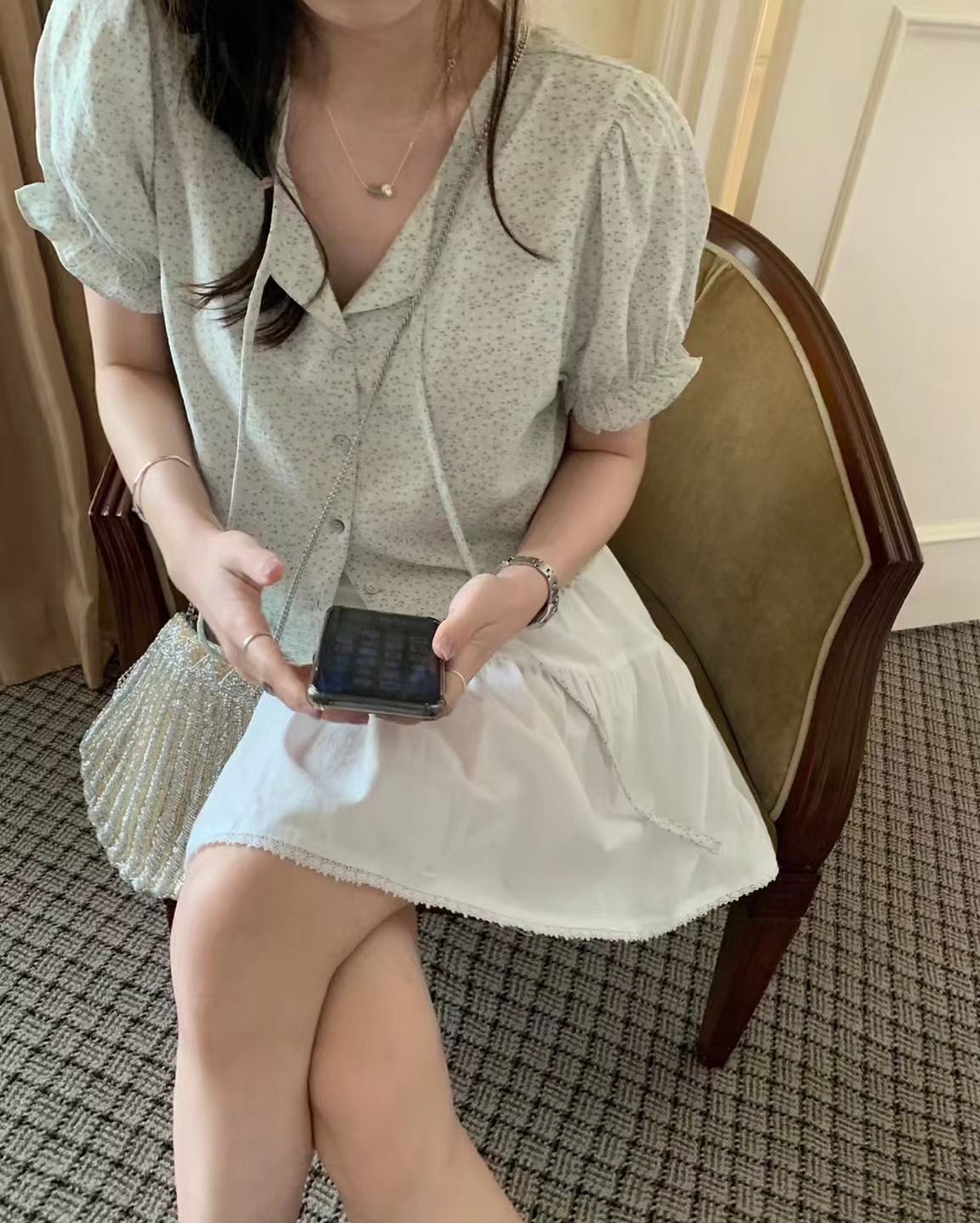 PYT-ot直郵韓國代購㊣女裝新品時尚熱賣休閑25春夏襯衫蕾絲衫pretty young thing襯衫/蕾絲衫