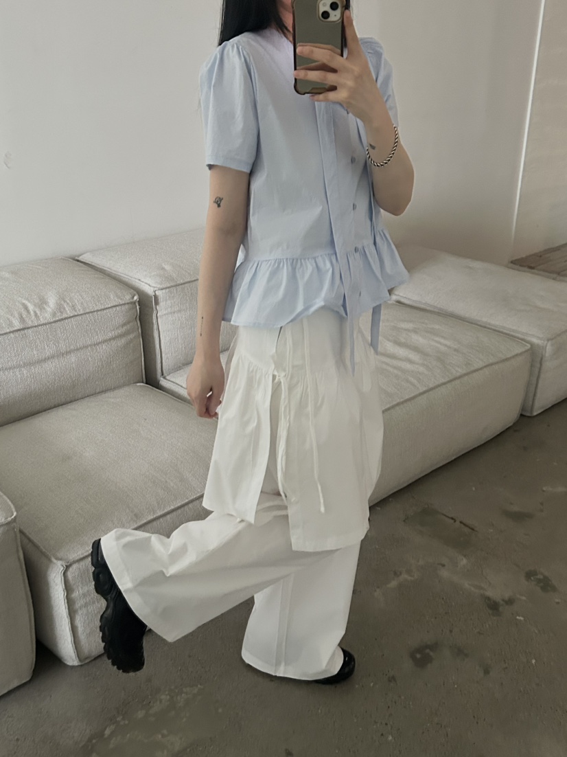 BUCKLE韓國㊣直郵東大門代購女裝新款熱賣推薦襯衫蕾絲衫棉質BUCKLE襯衫/蕾絲衫