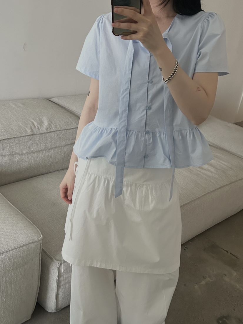 BUCKLE韓國㊣直郵東大門代購女裝新款熱賣推薦襯衫蕾絲衫棉質BUCKLE襯衫/蕾絲衫