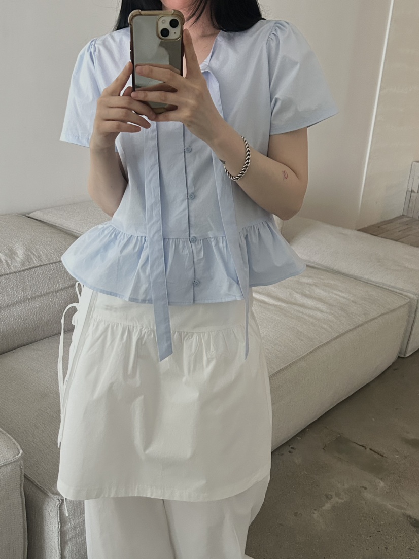 BUCKLE韓國㊣直郵東大門代購女裝新款熱賣推薦襯衫蕾絲衫棉質BUCKLE襯衫/蕾絲衫