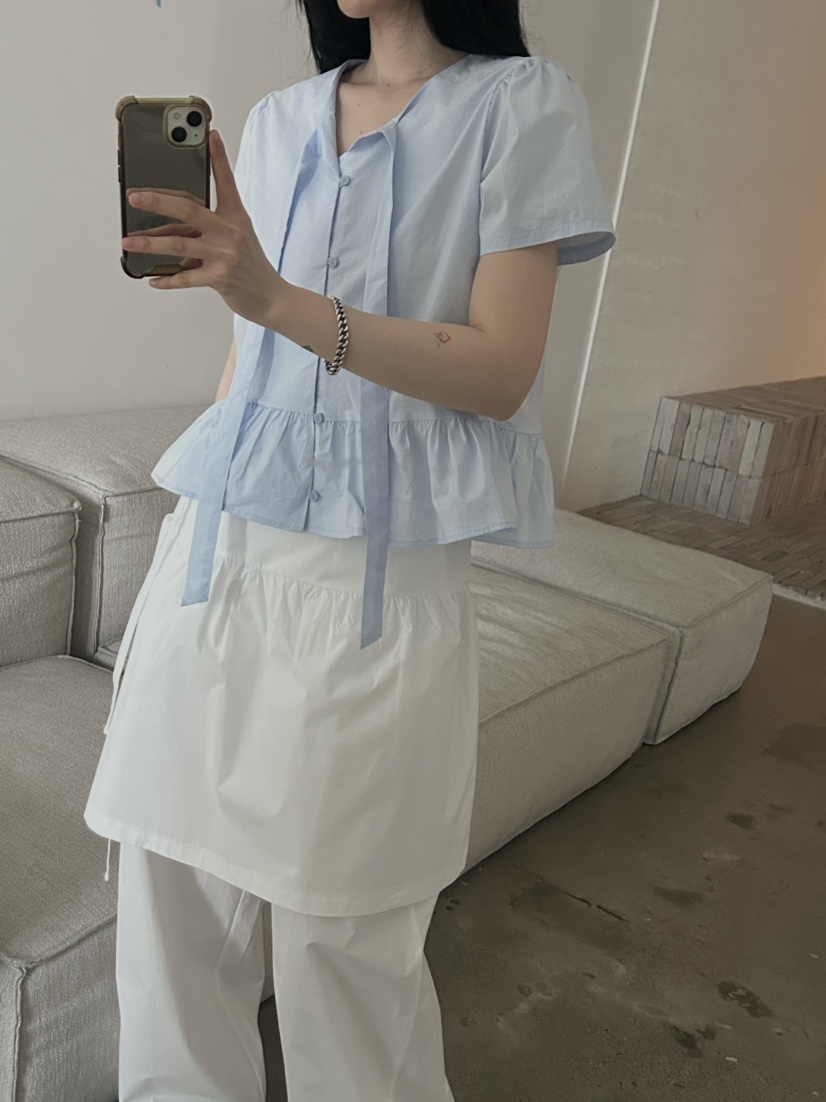 BUCKLE韓國㊣直郵東大門代購女裝新款熱賣推薦襯衫蕾絲衫棉質BUCKLE襯衫/蕾絲衫