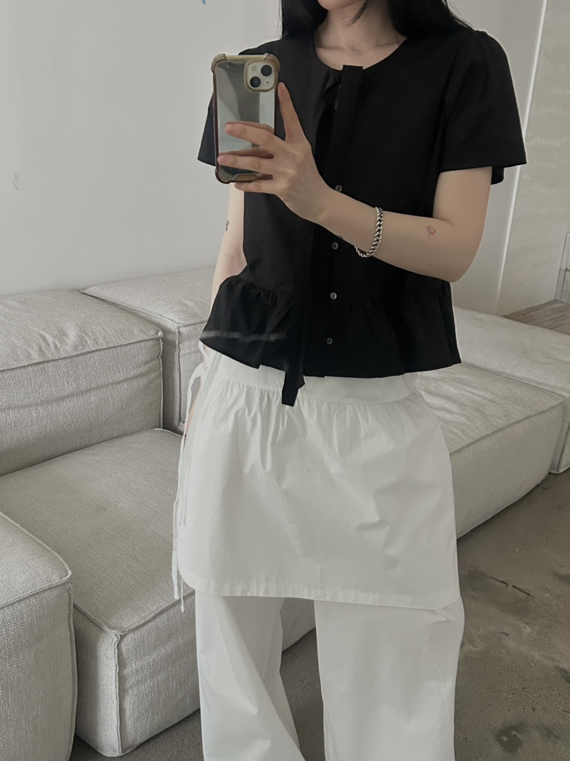 BUCKLE韓國㊣直郵東大門代購女裝新款熱賣推薦襯衫蕾絲衫棉質BUCKLE襯衫/蕾絲衫