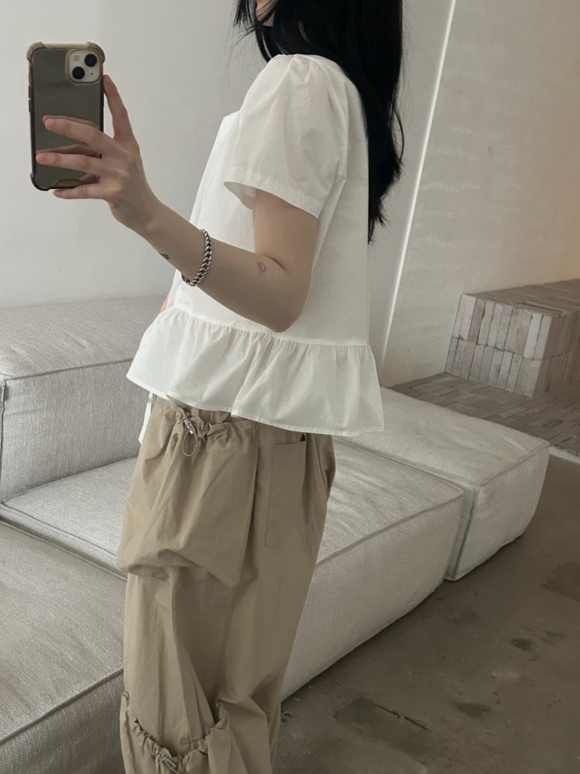 BUCKLE韓國㊣直郵東大門代購女裝新款熱賣推薦襯衫蕾絲衫棉質BUCKLE襯衫/蕾絲衫