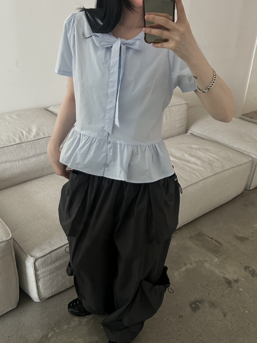 BUCKLE韓國㊣直郵東大門代購女裝新款熱賣推薦襯衫蕾絲衫棉質BUCKLE襯衫/蕾絲衫