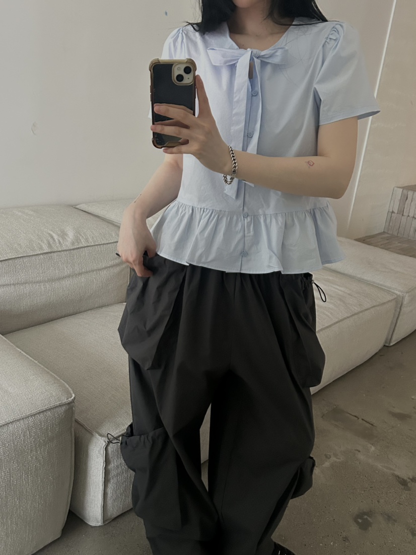 BUCKLE韓國㊣直郵東大門代購女裝新款熱賣推薦襯衫蕾絲衫棉質BUCKLE襯衫/蕾絲衫