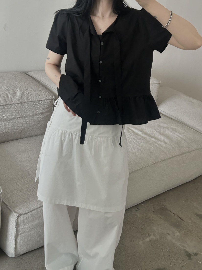 BUCKLE韓國㊣直郵東大門代購女裝新款熱賣推薦襯衫蕾絲衫棉質BUCKLE襯衫/蕾絲衫