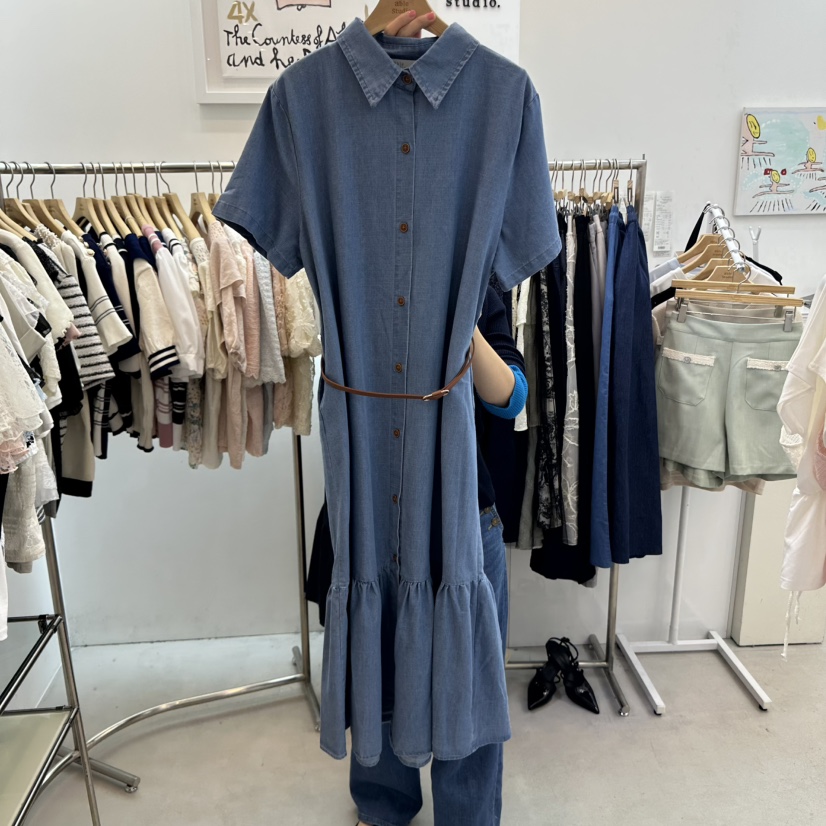 ABLESTUDIO韓國直郵㊣女裝新品休閑25春夏時尚連衣裙含腰帶ABLE STUDIO連衣裙