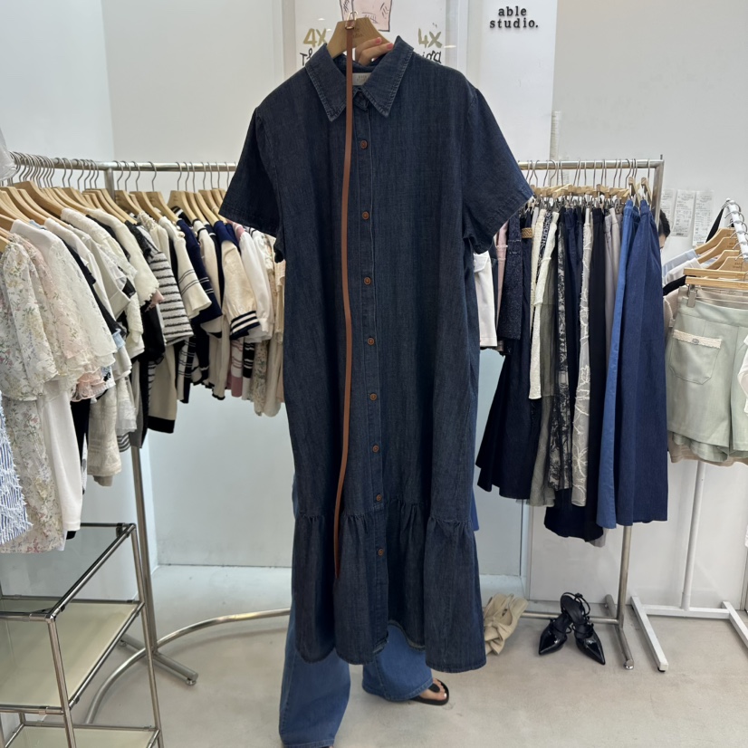 ABLESTUDIO韓國直郵㊣女裝新品休閑25春夏時尚連衣裙含腰帶ABLE STUDIO連衣裙圖色2
