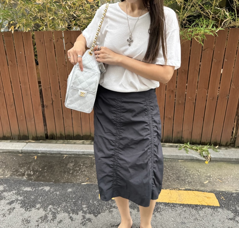THE ABLE韓國直郵㊣東大門實拍女裝新品休閑半身裙中短裙喇叭褶皺THE ABLE/TA半身裙/中短裙