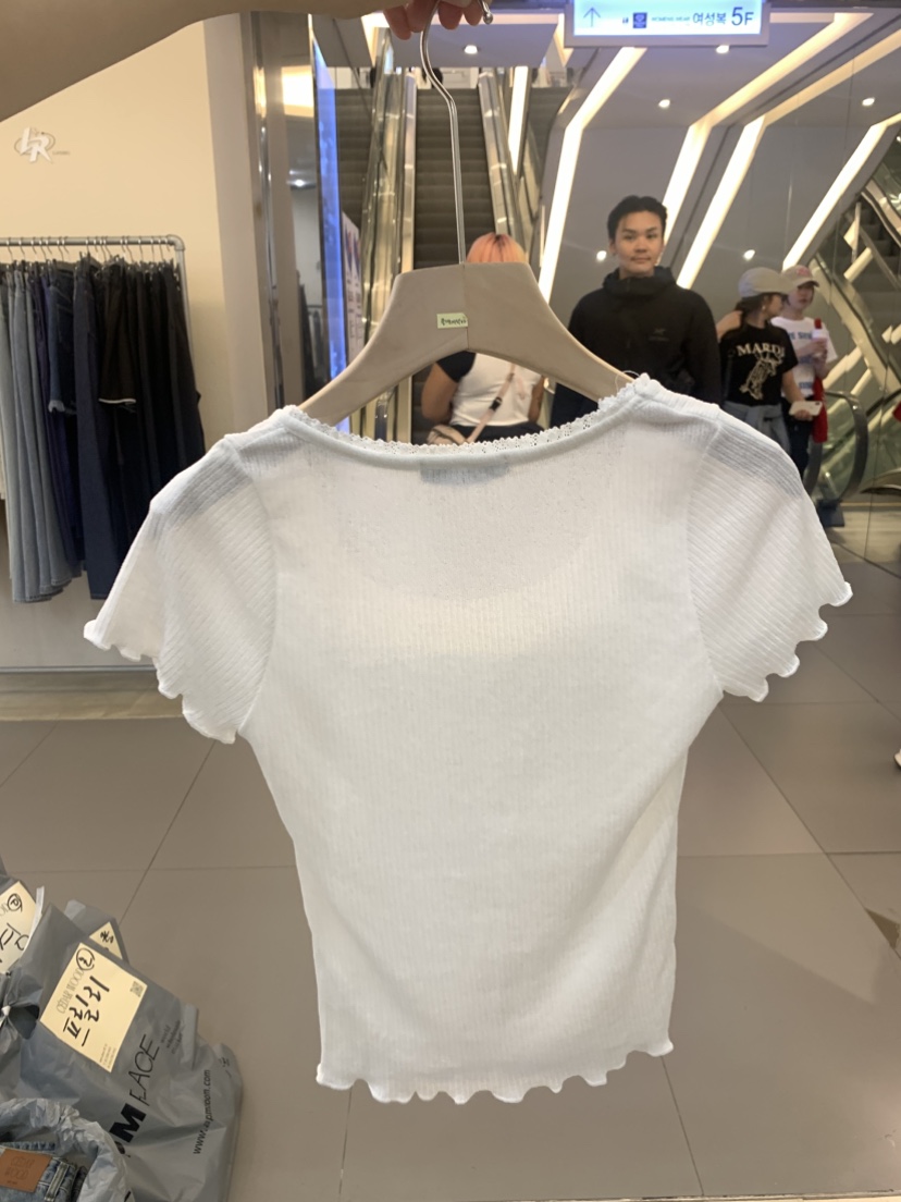 CEDARWOOD韓國㊣直郵東大門代購女裝新品休閑推薦人氣T恤蕾絲CEDARWOODT恤