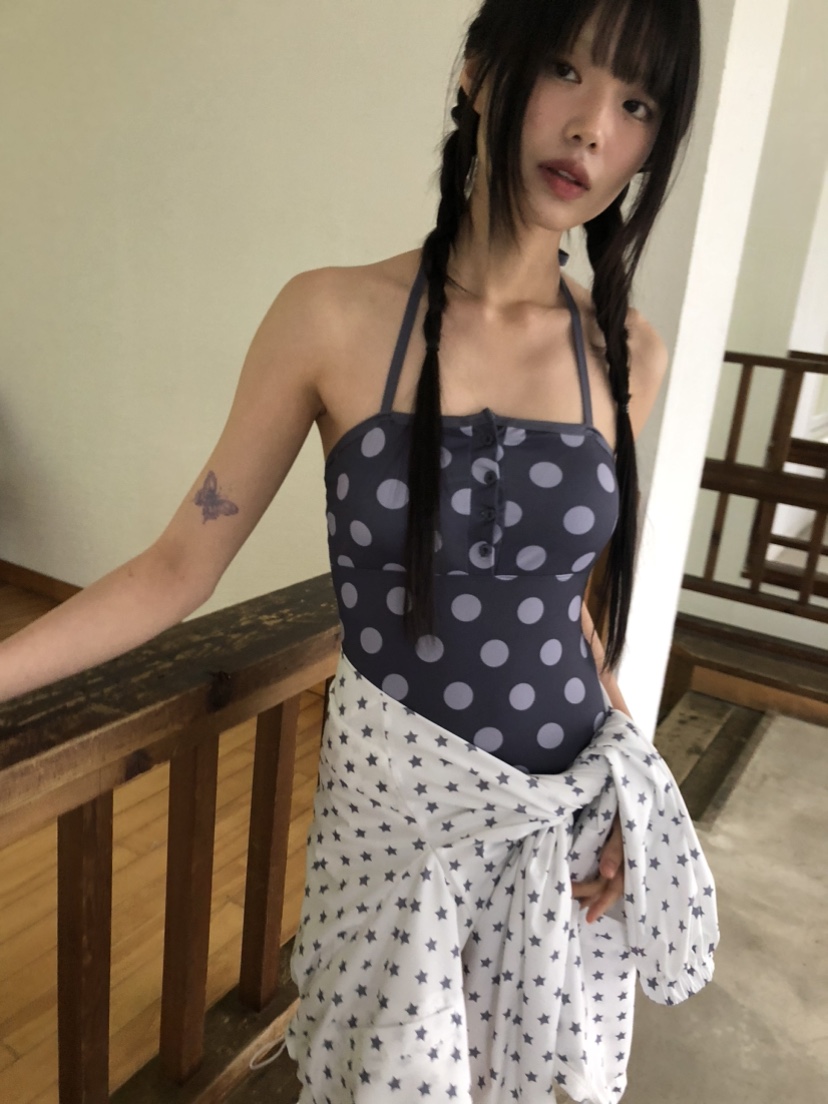 FLASH韓國直郵㊣東大門實拍女裝新品熱賣休閑推薦25春夏泳裝I LOVE ME泳裝