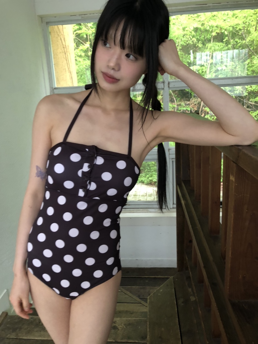 FLASH韓國直郵㊣東大門實拍女裝新品熱賣休閑推薦25春夏泳裝I LOVE ME泳裝圖色1