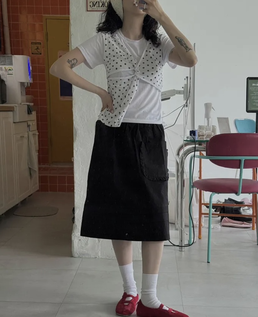 I I直郵韓國代購㊣女裝新款休閑時尚人氣半身裙中短裙口袋ITSSONG半身裙/中短裙